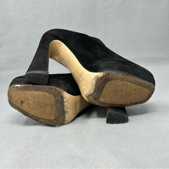 Miu Miu Black suede chunky high heel pumps booties shoes, size 37/US 7 - Picture 9 of 10
